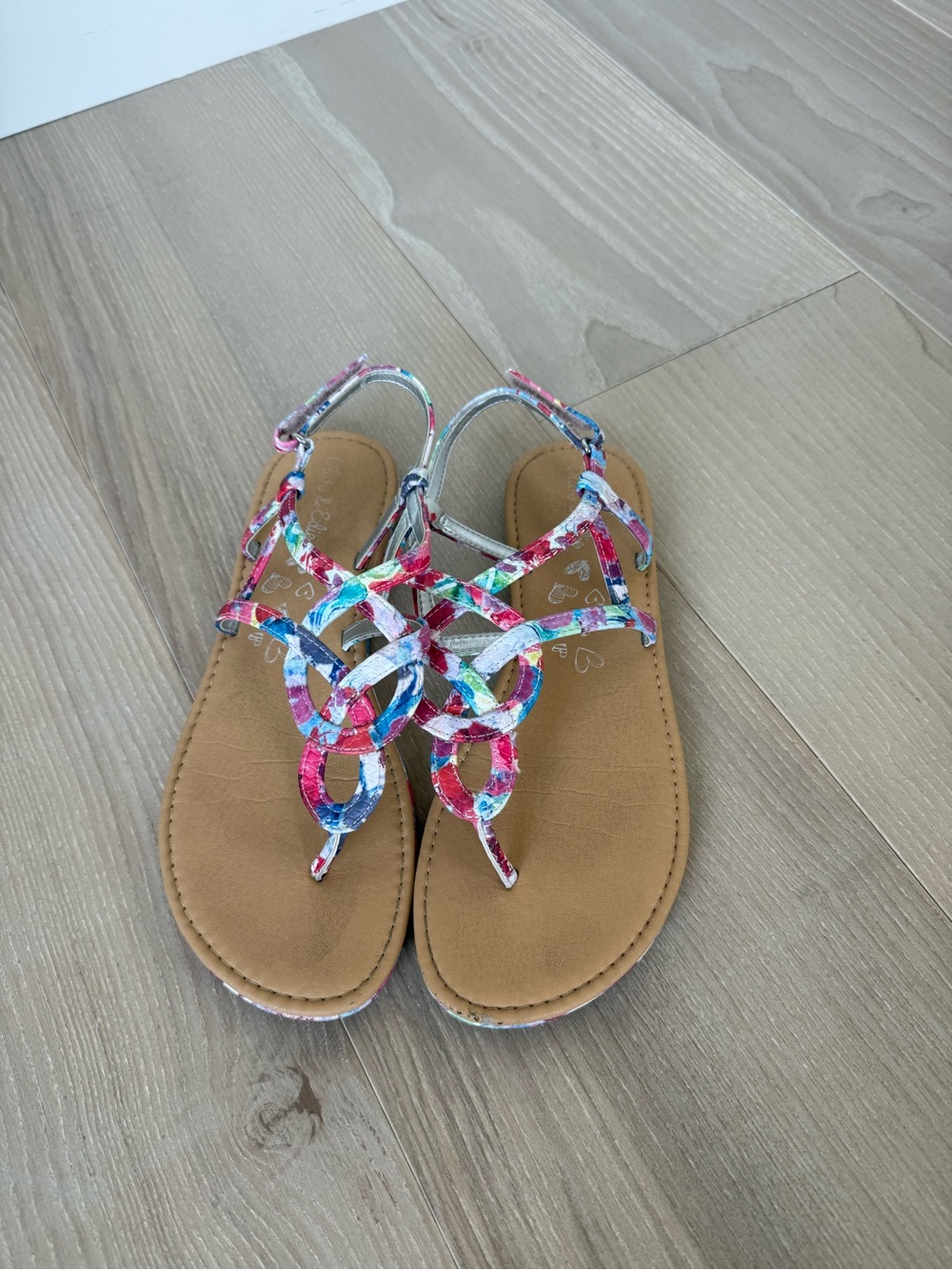 Girls' Colorful Knot-Strap Sandals with Tan Footbed